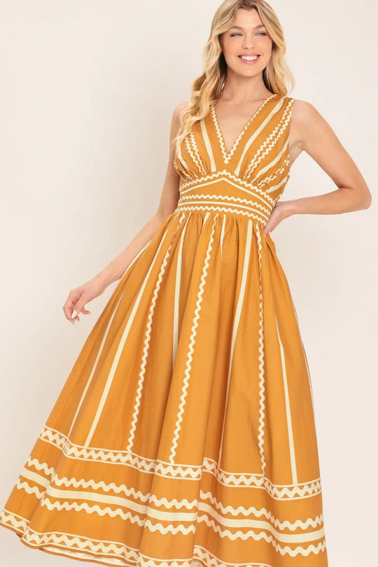 MARIGOLD DREAM WOVEN MIDI DRESS - DRESSES