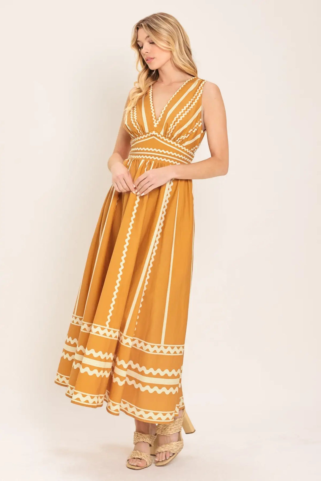 MARIGOLD DREAM WOVEN MIDI DRESS - DRESSES