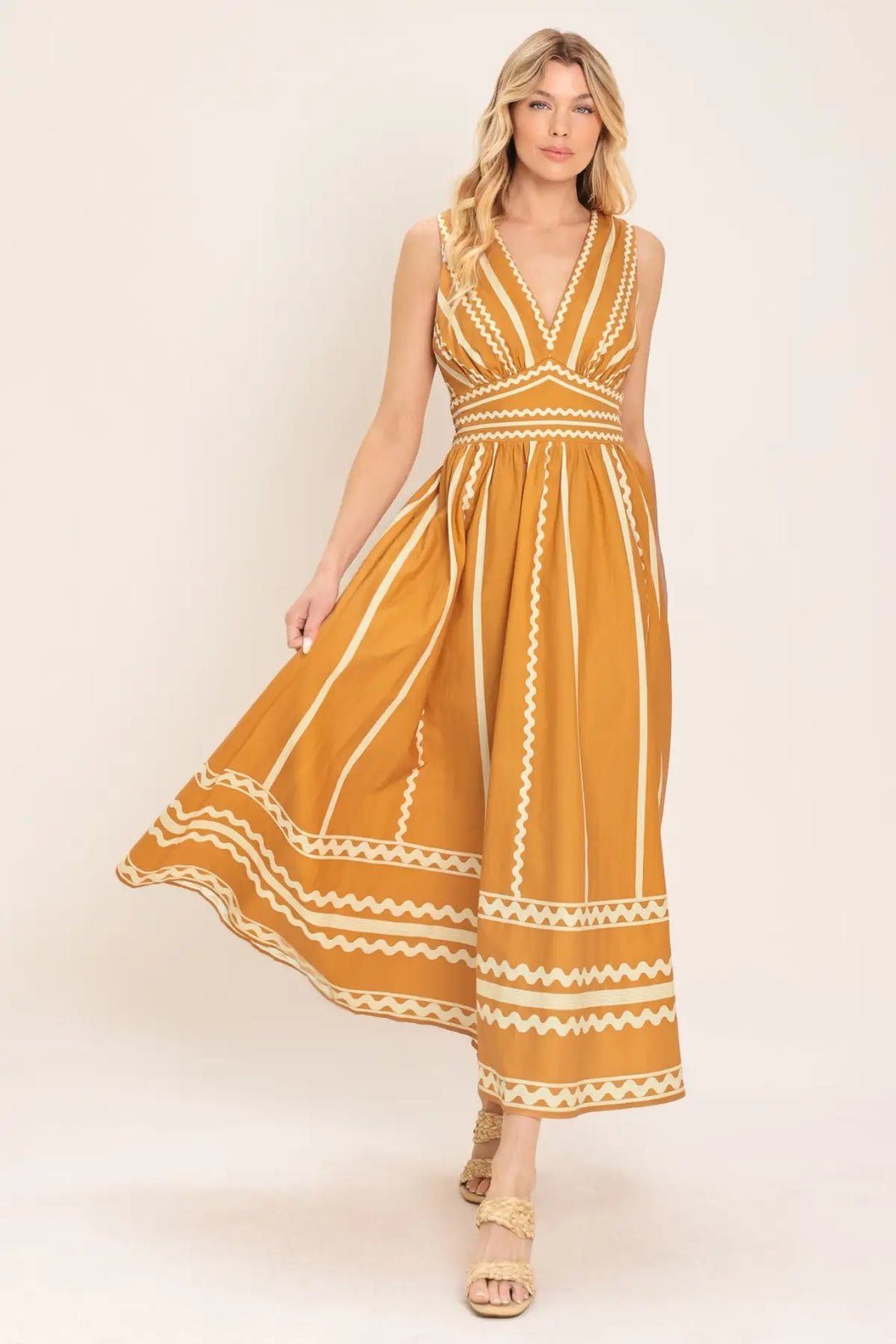 MARIGOLD DREAM WOVEN MIDI DRESS - DRESSES