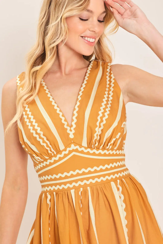 MARIGOLD DREAM WOVEN MIDI DRESS - DRESSES