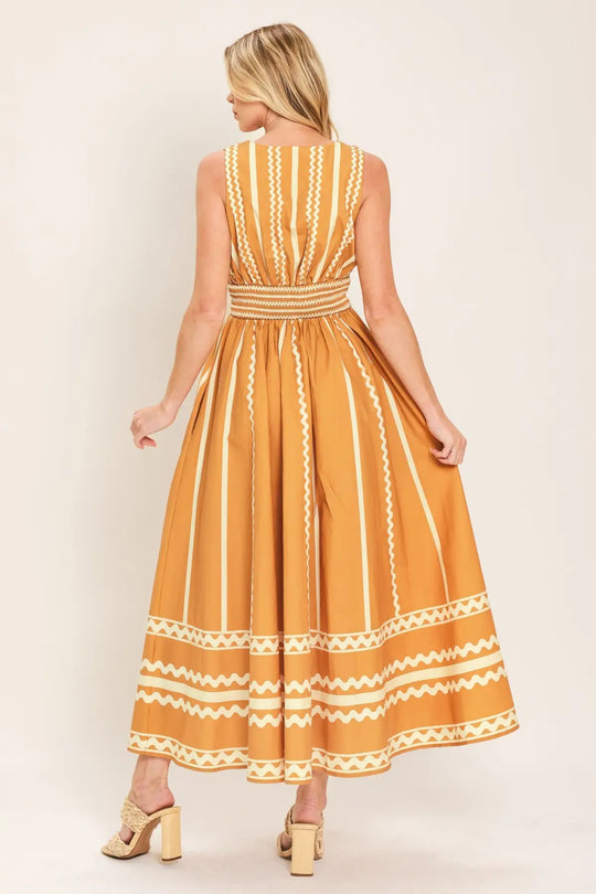 MARIGOLD DREAM WOVEN MIDI DRESS - DRESSES