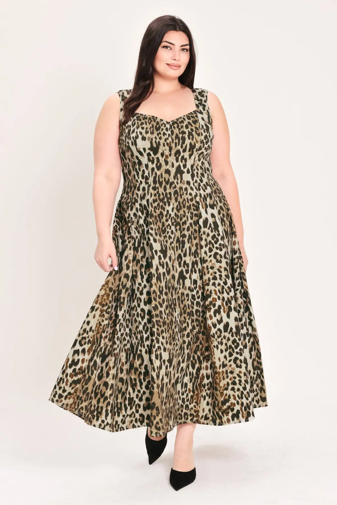 DESERT ROSE LEOPARD WOVEN MIDI DRESS - DRESSES