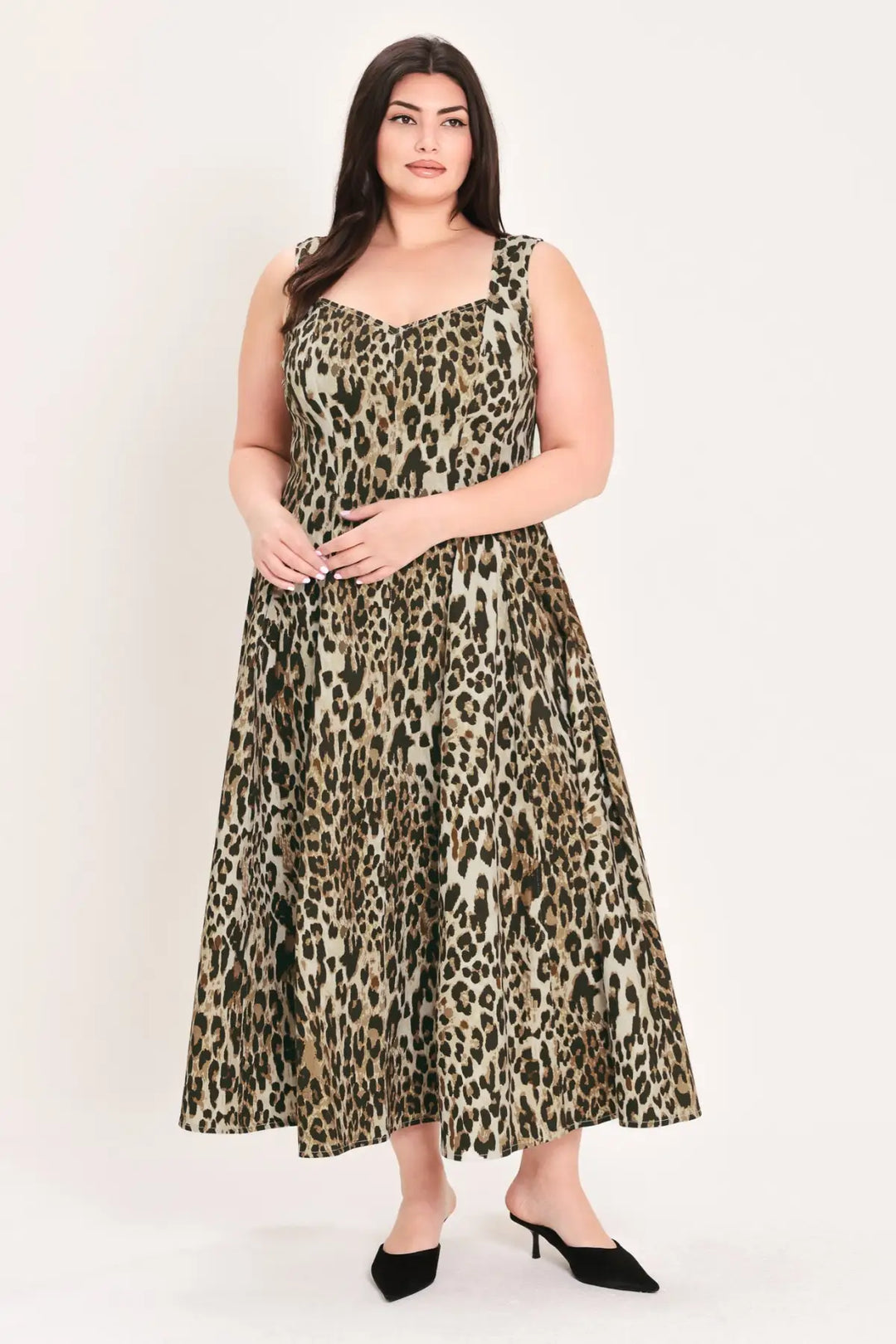 DESERT ROSE LEOPARD WOVEN MIDI DRESS - DRESSES