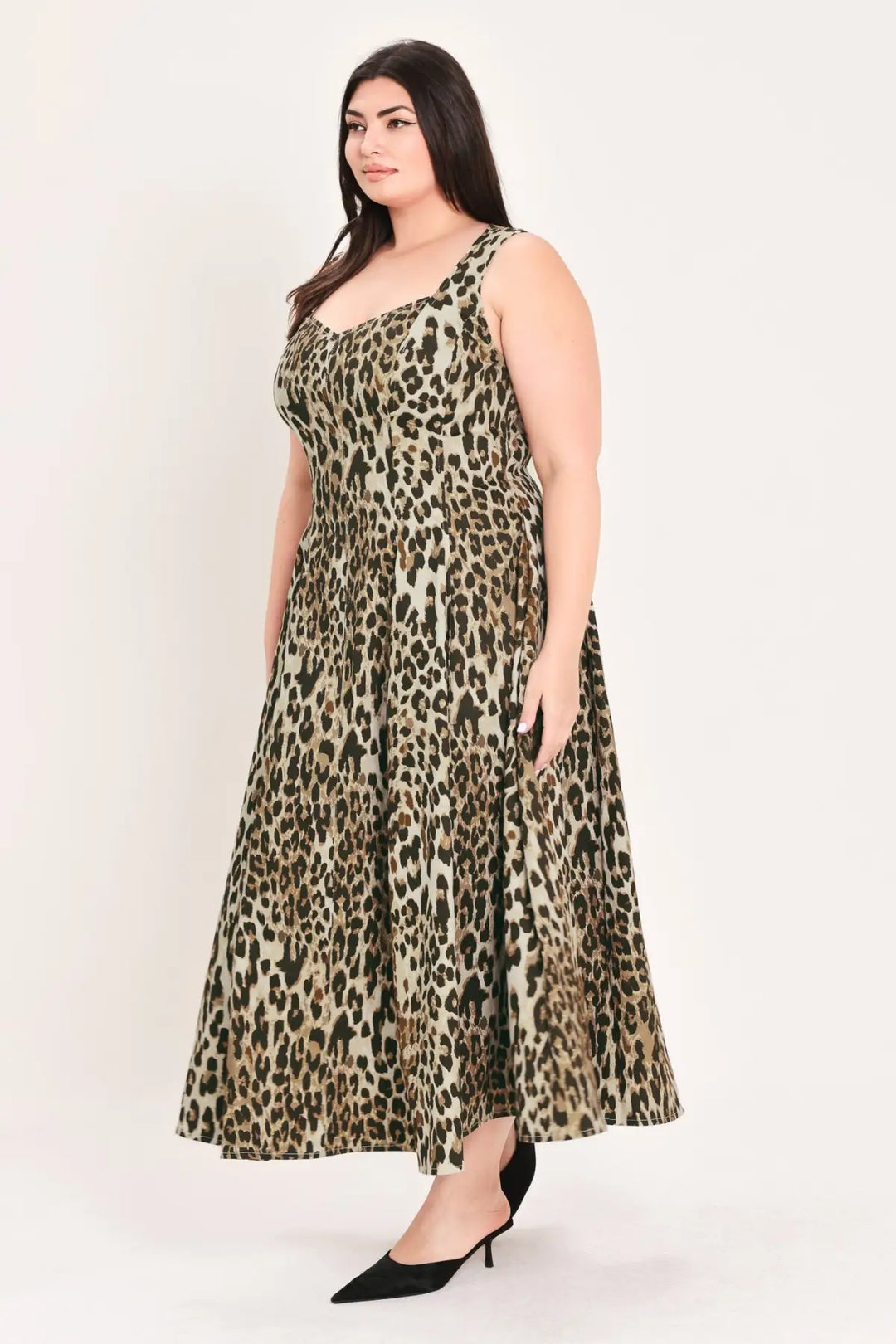 DESERT ROSE LEOPARD WOVEN MIDI DRESS - DRESSES