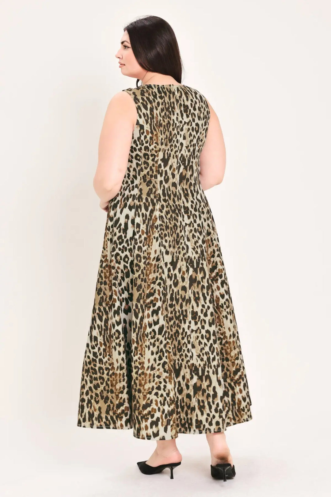 DESERT ROSE LEOPARD WOVEN MIDI DRESS - DRESSES