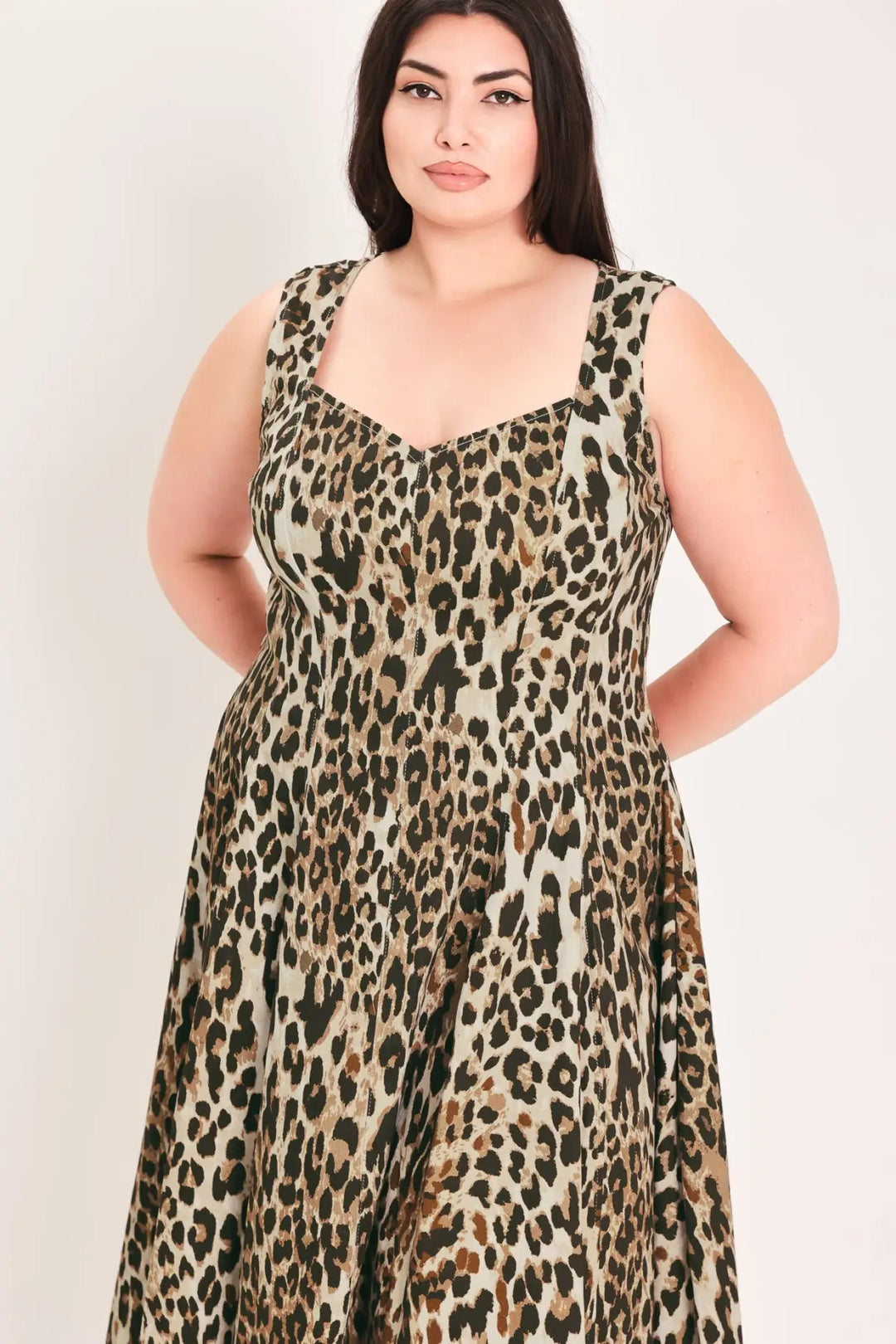 DESERT ROSE LEOPARD WOVEN MIDI DRESS - DRESSES