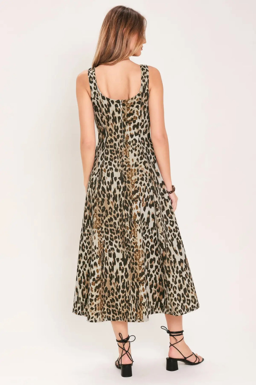 DESERT ROSE LEOPARD WOVEN MIDI DRESS - DRESSES