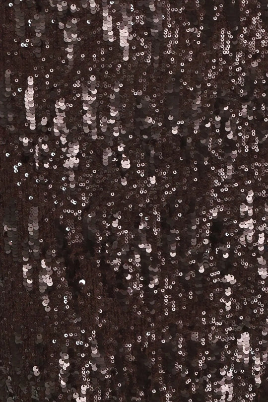 BRONZE AFTERGLOW BROWN SEQUIN SLIP MIDI DRESS