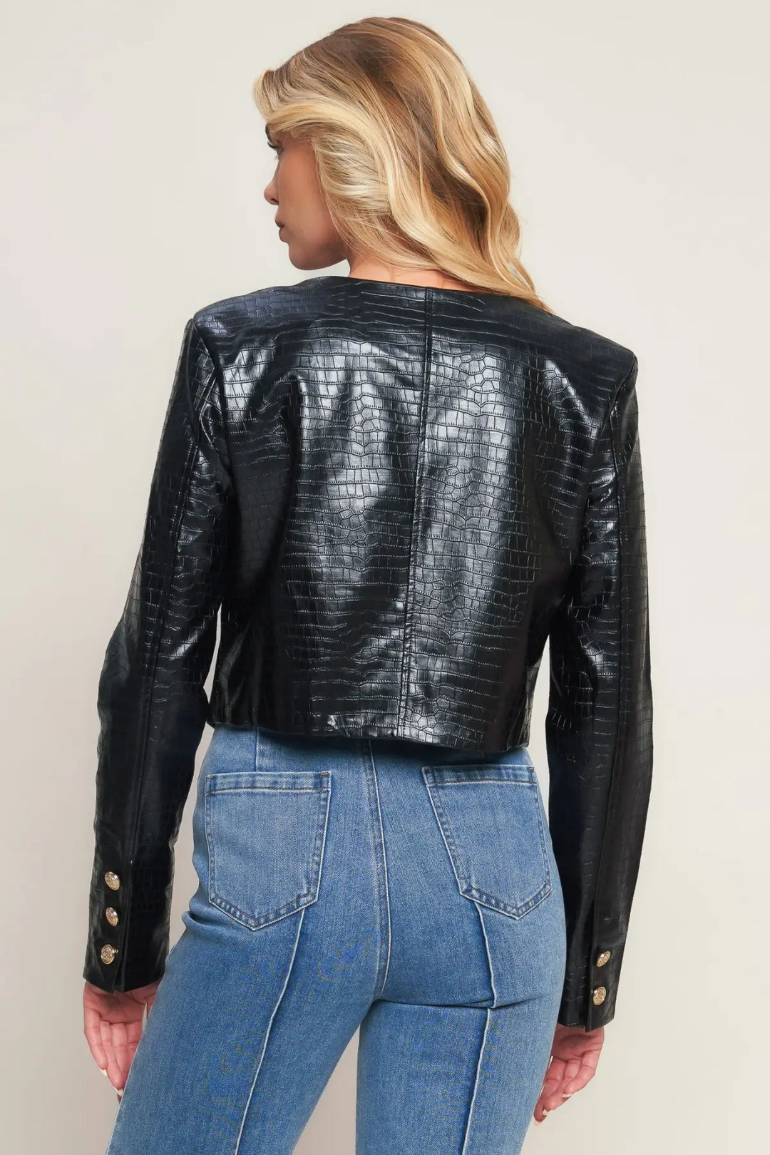 AT THE START FAUX LEATHER BOLERO JACKET - JACKETS