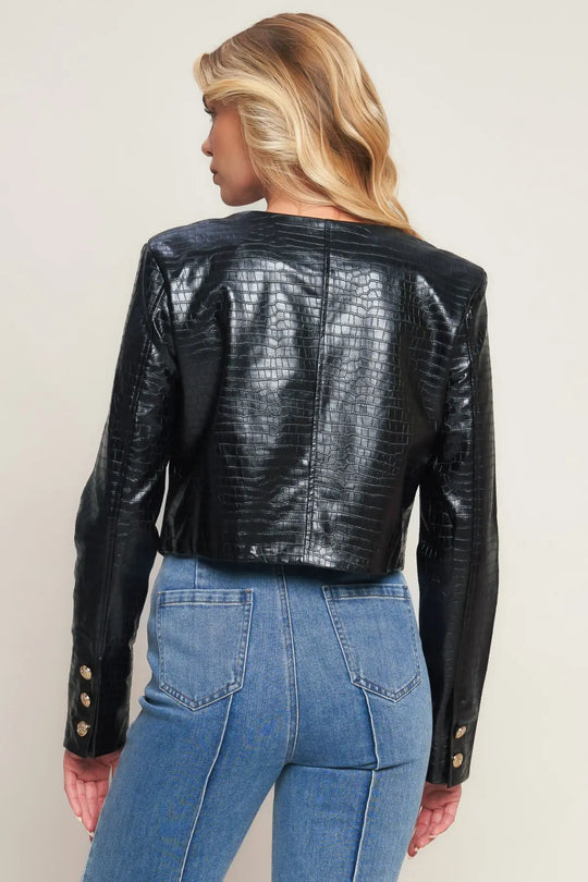 AT THE START FAUX LEATHER BOLERO JACKET - JACKETS