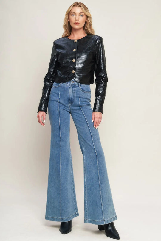 AT THE START FAUX LEATHER BOLERO JACKET - JACKETS