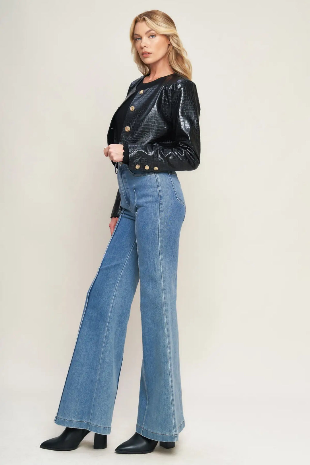 AT THE START FAUX LEATHER BOLERO JACKET - JACKETS