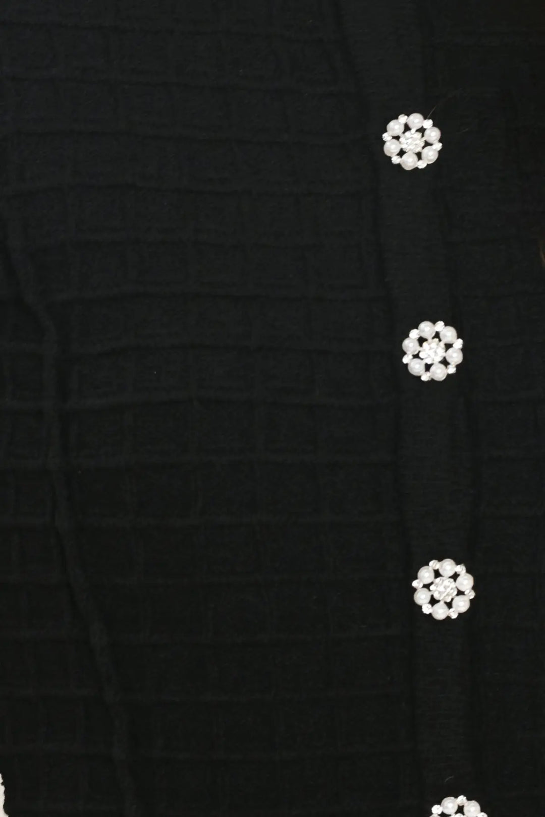 POLISHED MOMENT BLACK JEWEL-BUTTON CROPPED SWEATER TOP