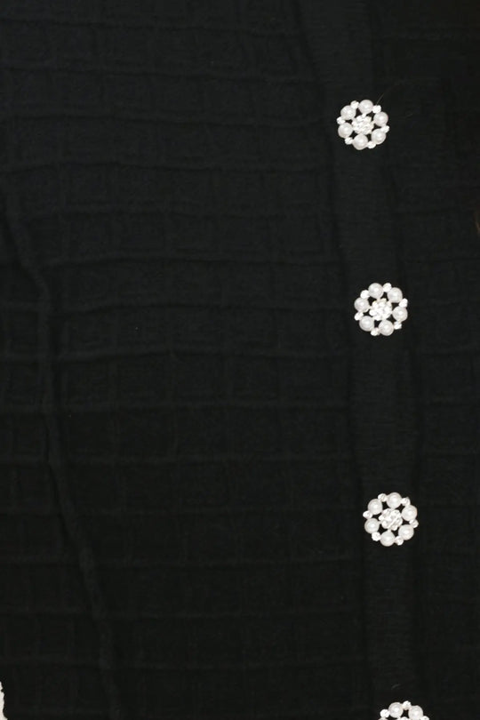 POLISHED MOMENT BLACK JEWEL-BUTTON CROPPED SWEATER TOP