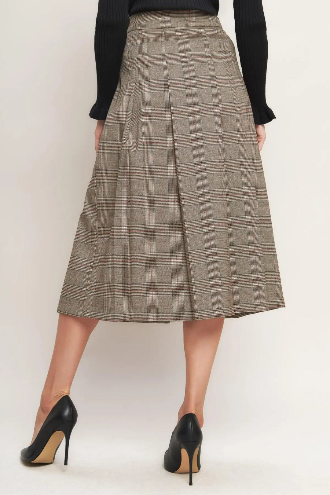 BRITISH TRACE WOVEN MIDI SKIRT