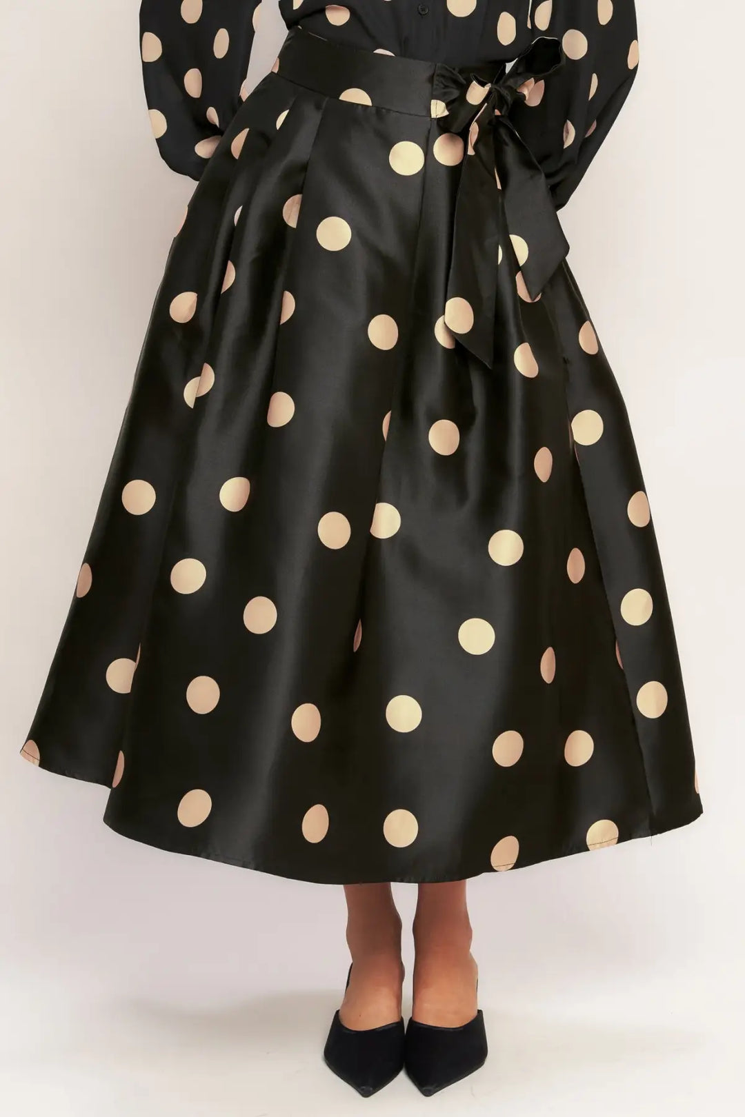 MOONLIGHT DOTS WOVEN FULL MIDI SKIRT - SKIRTS