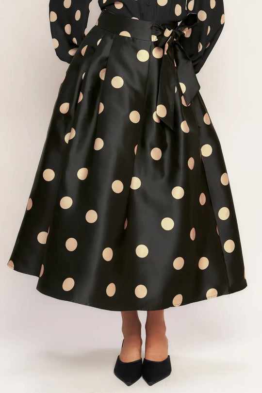 MOONLIGHT DOTS WOVEN FULL MIDI SKIRT - SKIRTS
