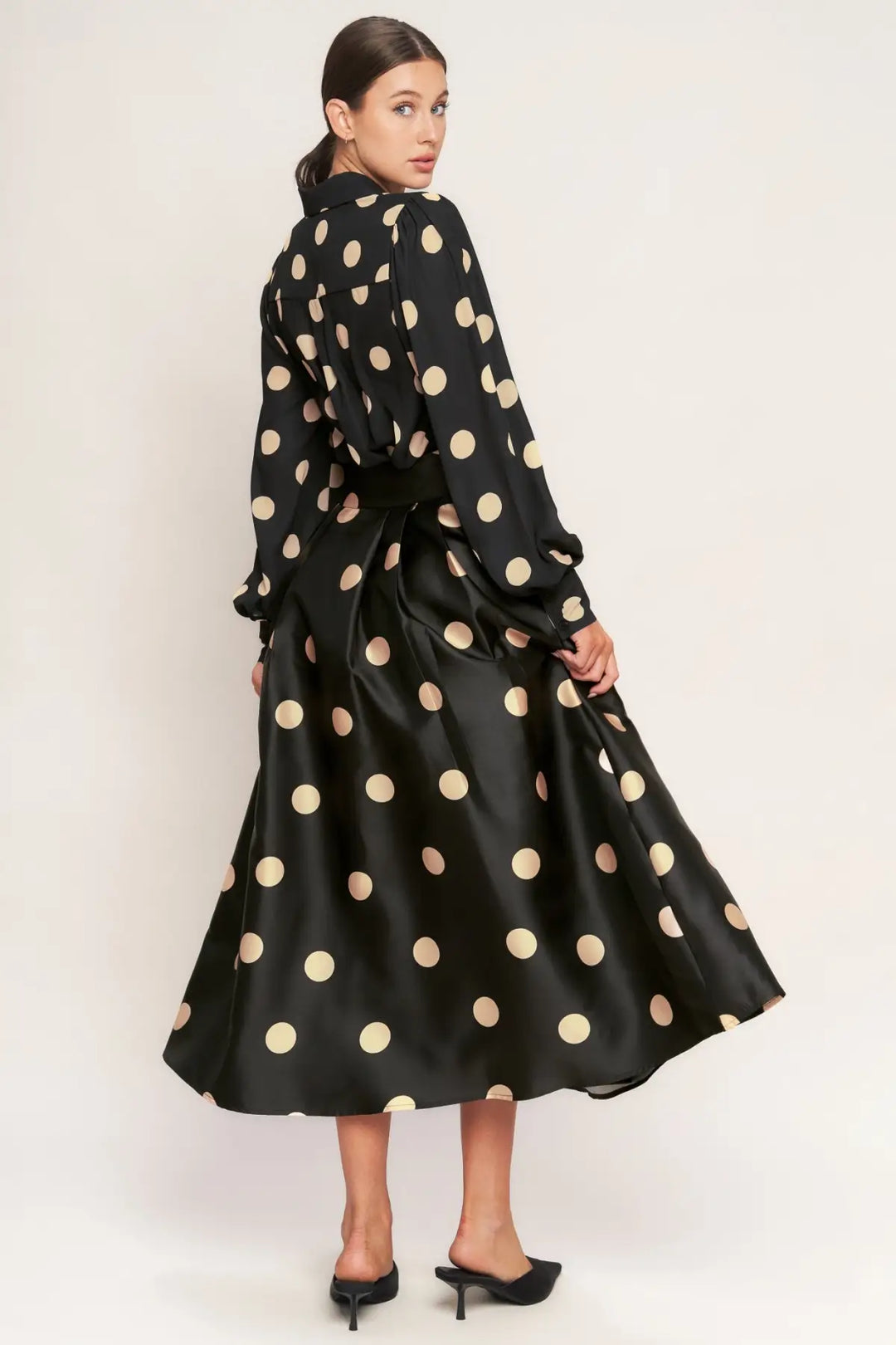 MOONLIGHT DOTS WOVEN FULL MIDI SKIRT - SKIRTS