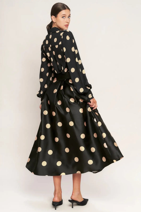 MOONLIGHT DOTS WOVEN FULL MIDI SKIRT - SKIRTS