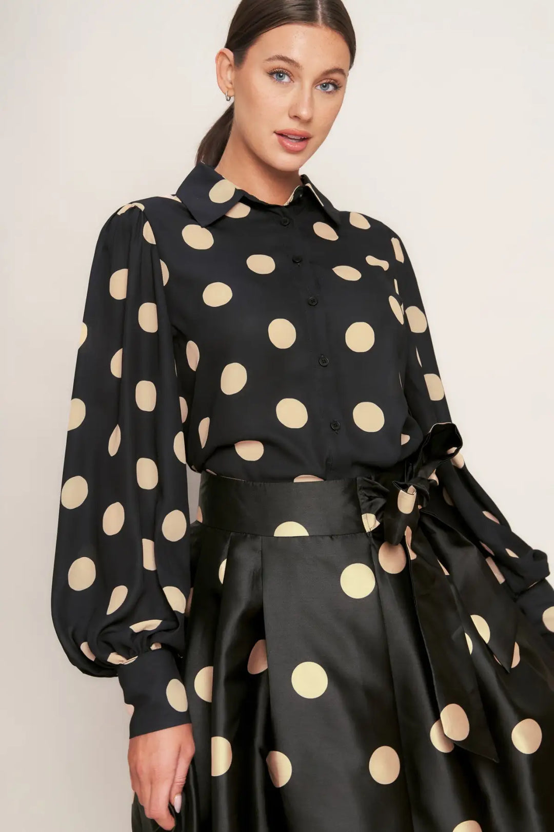 MOONLIGHT DOTS WOVEN FULL MIDI SKIRT - SKIRTS