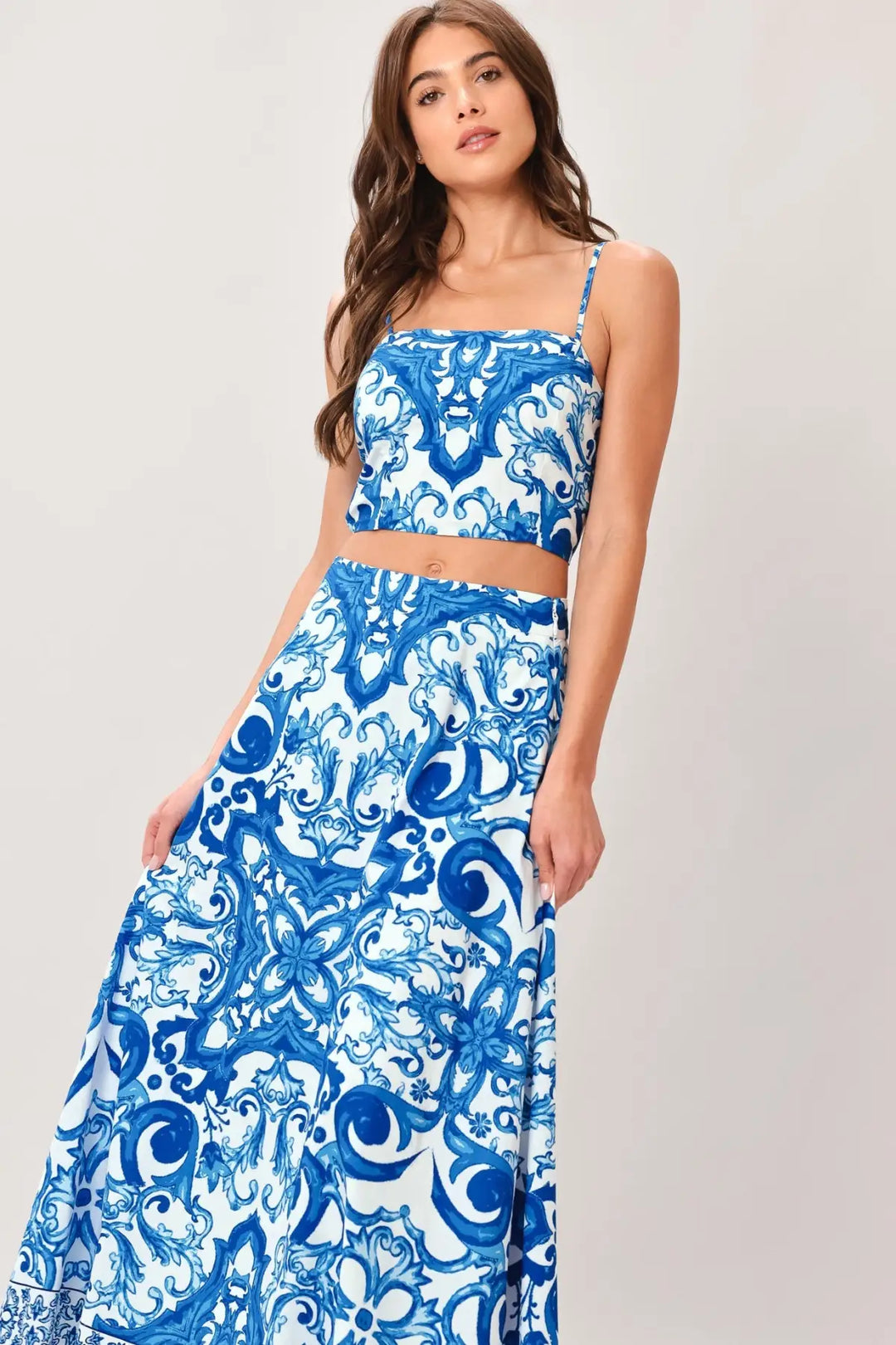COASTAL MOSAIC WOVEN MIDI CIRCLE SKIRT