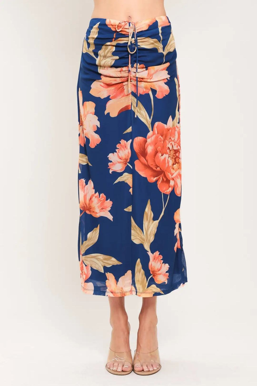 DEEP SEA BLOOM POWER MESH MIDI SKIRT - SKIRTS