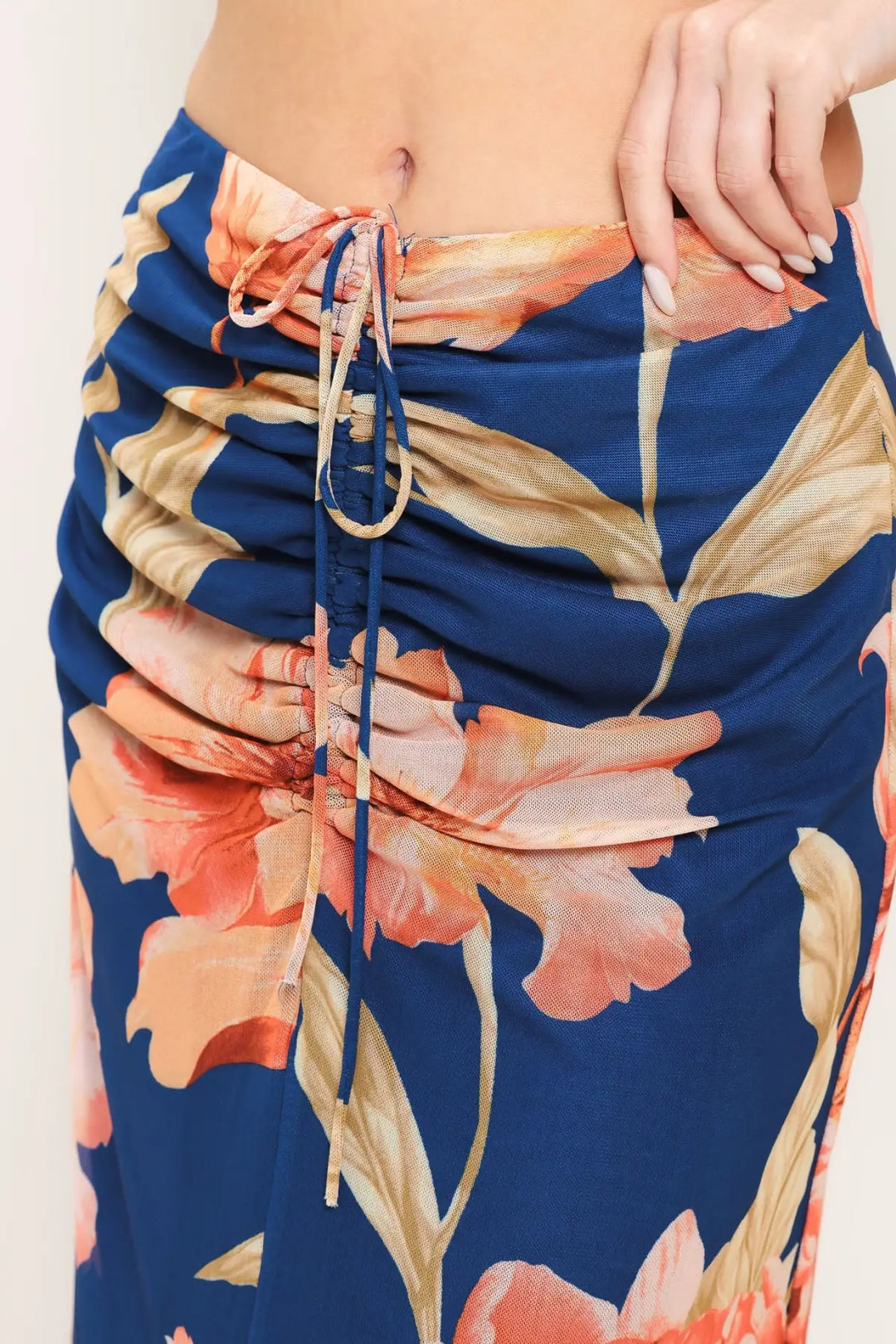 DEEP SEA BLOOM POWER MESH MIDI SKIRT - SKIRTS