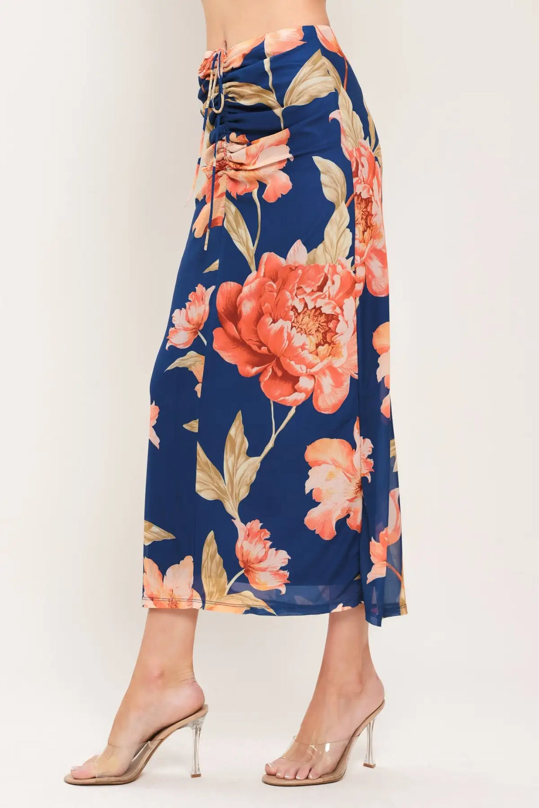 DEEP SEA BLOOM POWER MESH MIDI SKIRT - SKIRTS