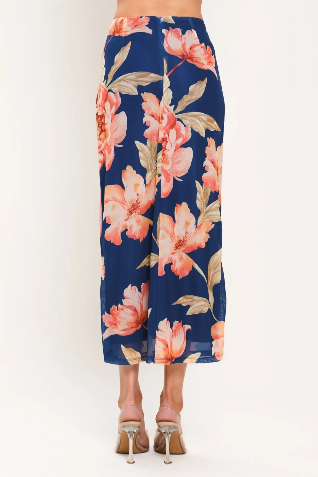 DEEP SEA BLOOM POWER MESH MIDI SKIRT - SKIRTS