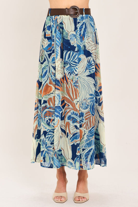 BLUE LAGOON WOVEN MIDI SKIRT