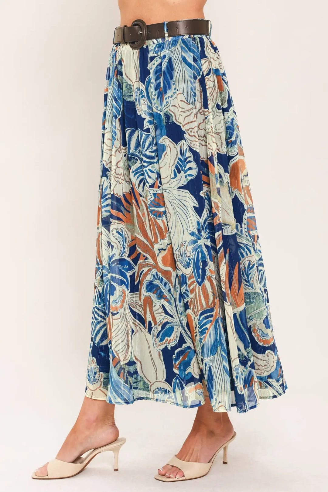 BLUE LAGOON WOVEN MIDI SKIRT - SKIRTS