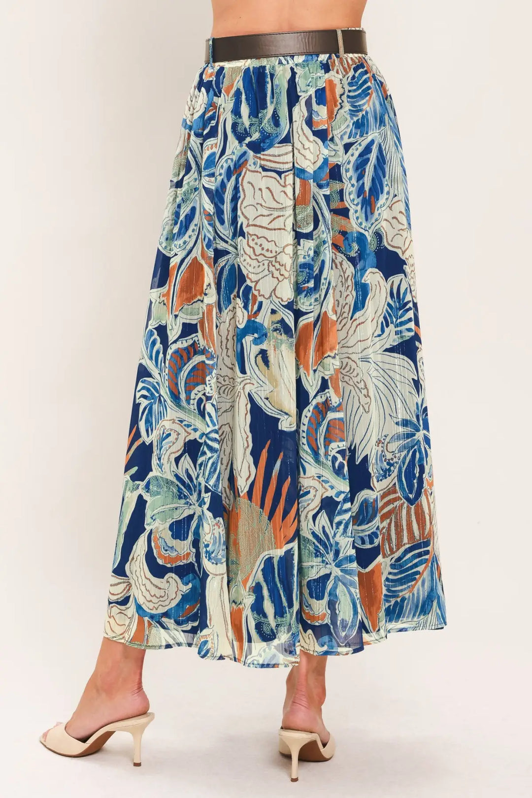 BLUE LAGOON WOVEN MIDI SKIRT - SKIRTS