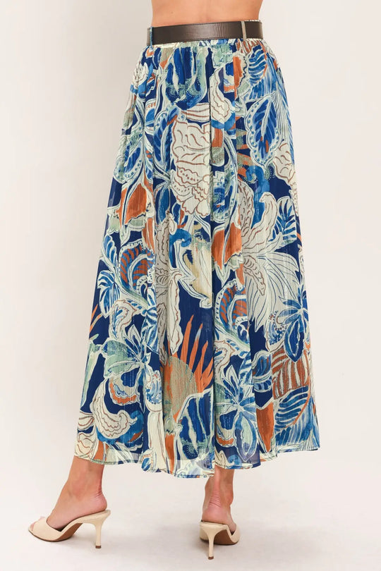 BLUE LAGOON WOVEN MIDI SKIRT - SKIRTS