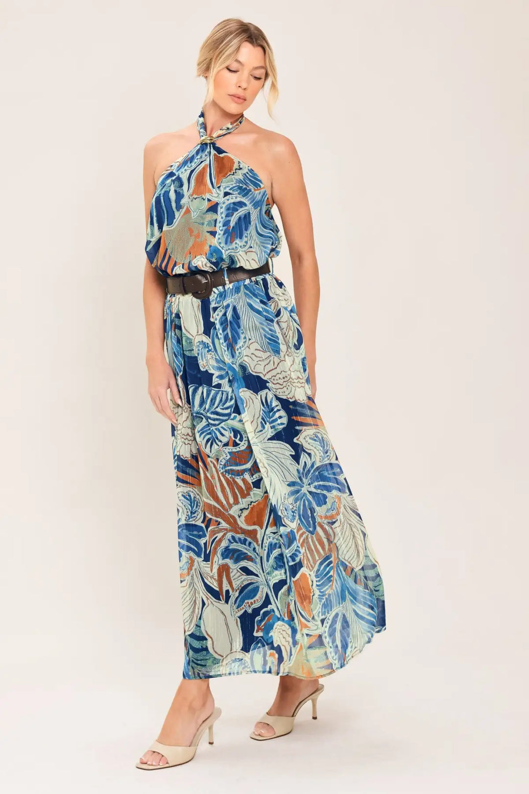 BLUE LAGOON WOVEN MIDI SKIRT - SKIRTS