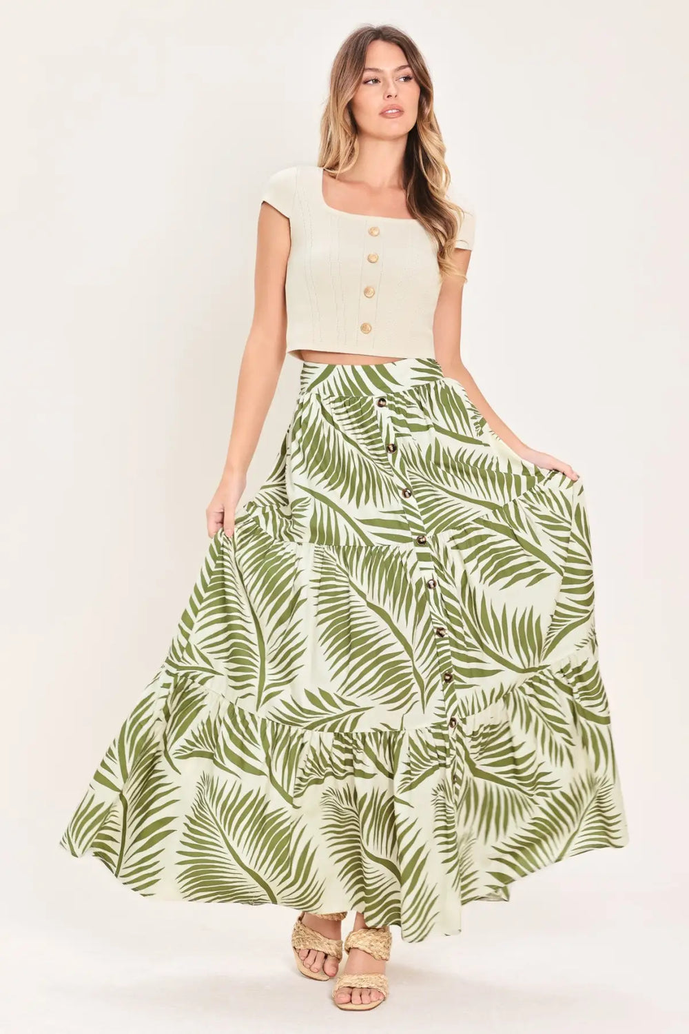 COASTAL CANOPY WOVEN MAXI SKIRT - SKIRTS
