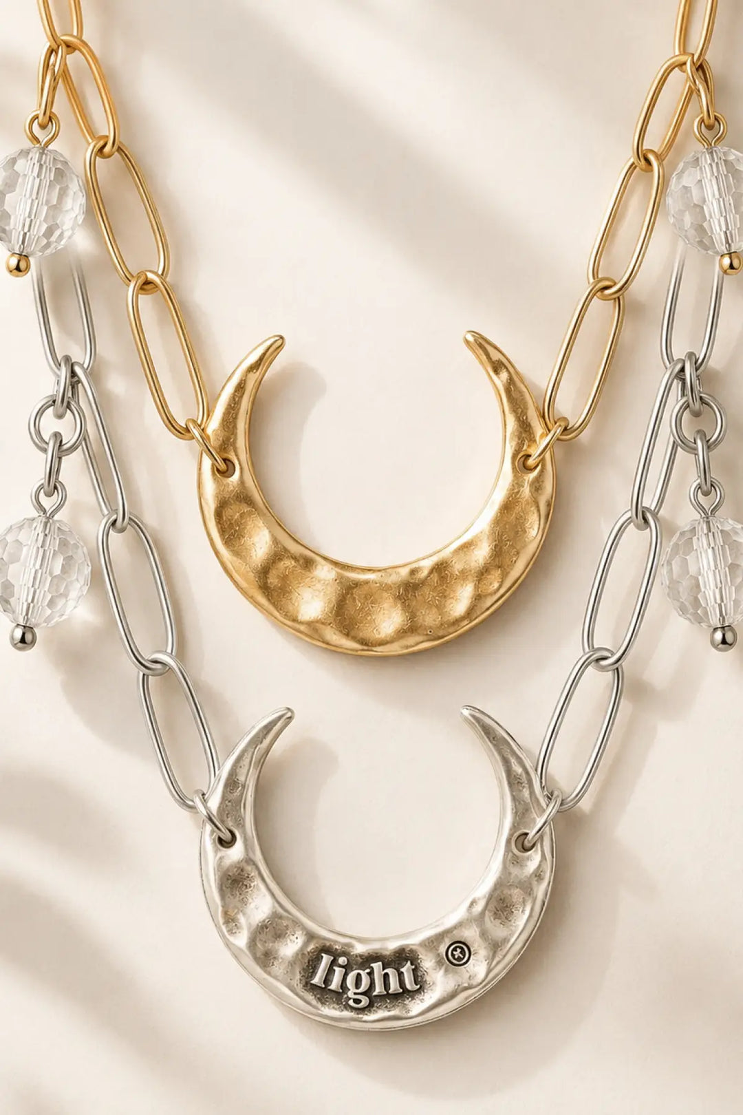 Light Crescent Moon Long Chain Necklace - Long chain