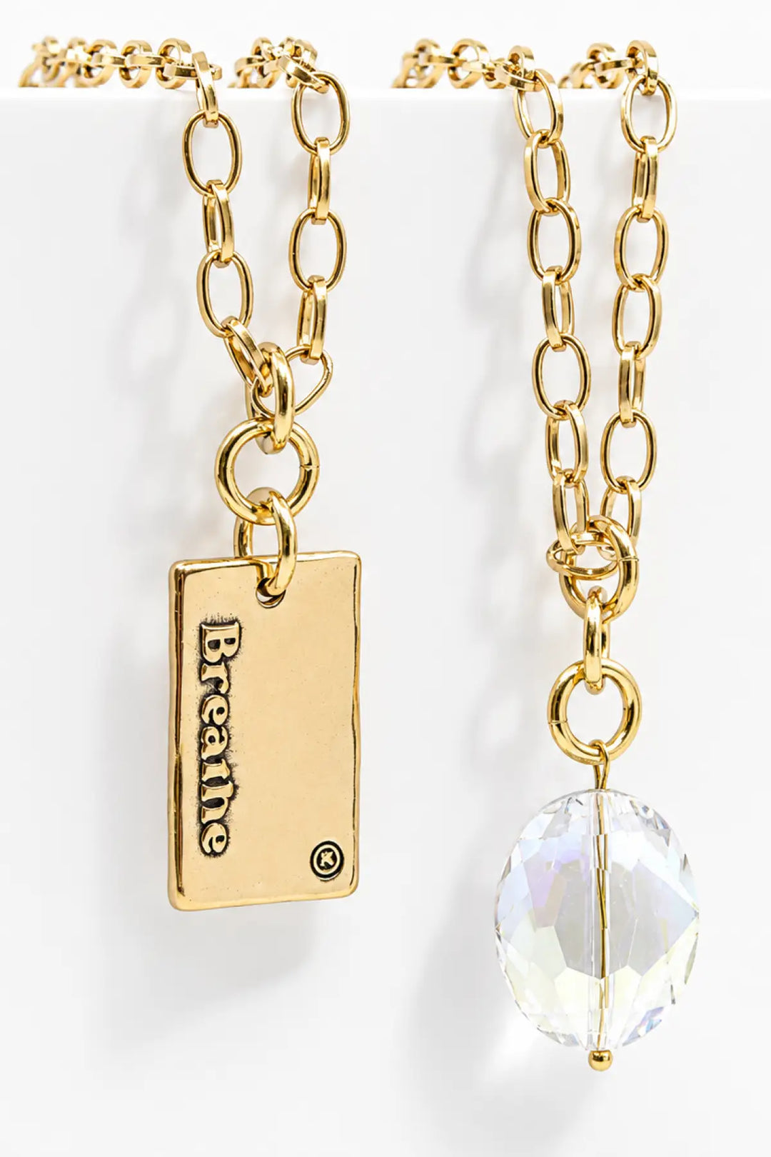 Breathe Original Lite Necklace - Antique Gold / Clear Crystal - original lite