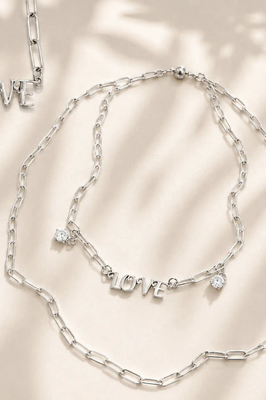 Love Long Chain Necklace - Silver - Long chain