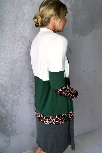 City Girl Leopard Color Block Cardigan - OUTERWEAR