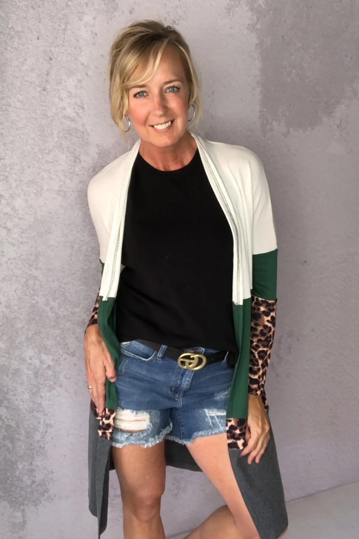 City Girl Leopard Color Block Cardigan - OUTERWEAR
