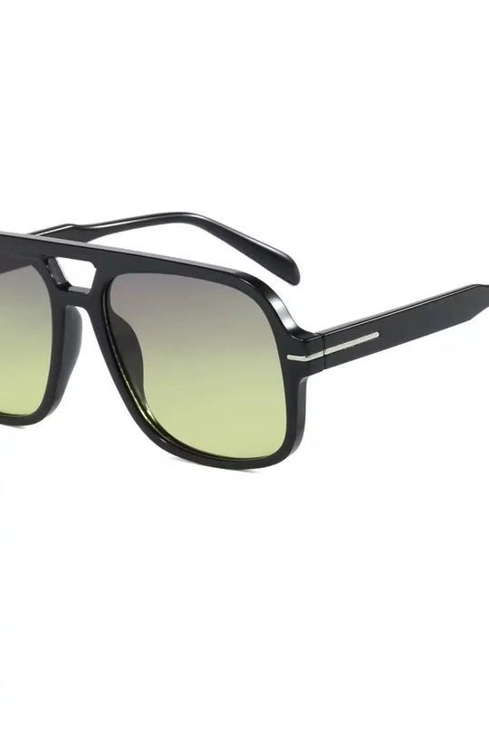 Natalie Oversized Aviator Sunglasses - Black/Green Lens - NEW - Sunglasses