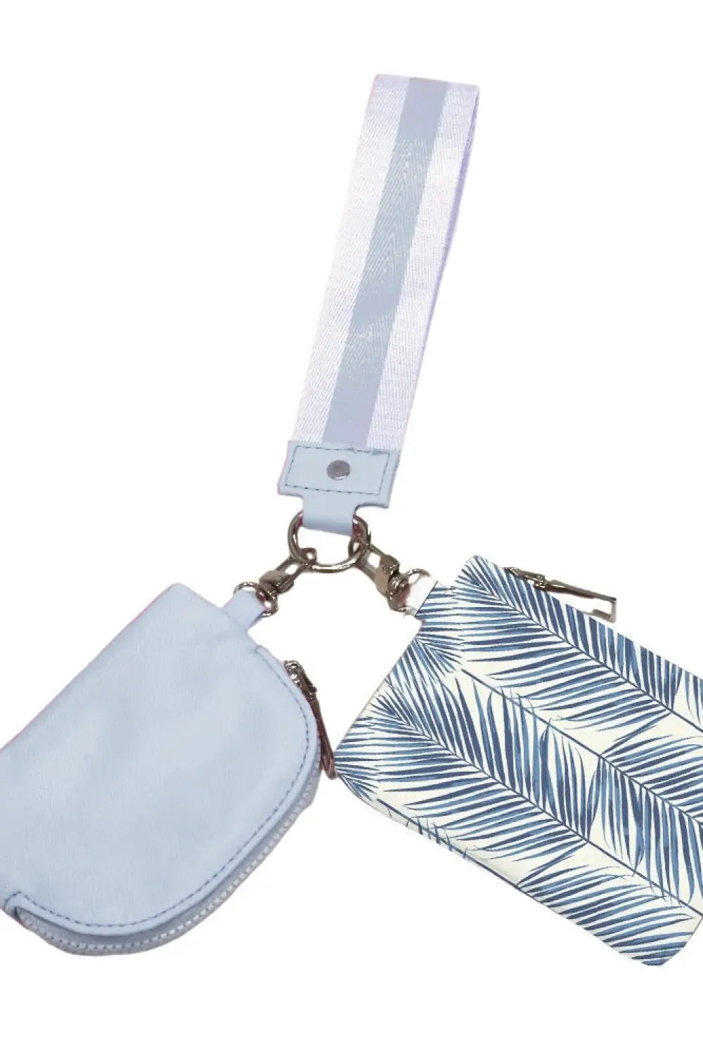 Summer Spritz Dual Pouch Wristlet - Sea Mist Blue Palm Branch - Wristlet