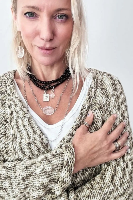 Grateful Thankful Blessed Heart Wood Boho Wrap Bracelet/Necklace