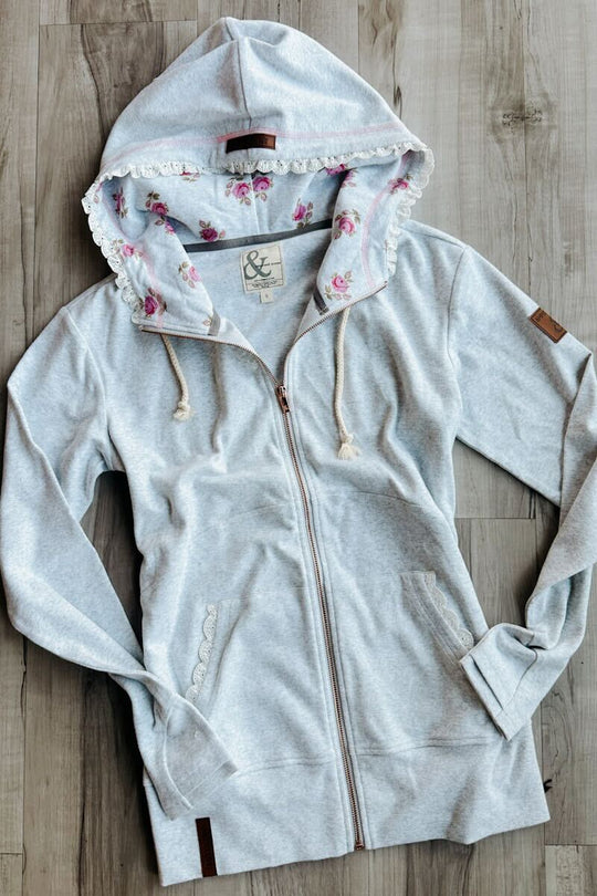 FullZip Sweatshirt - Morning Mist - MELISSA JEAN