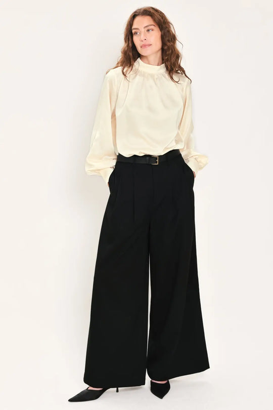CITY CINCH BLACK/BROWN BELTED WIDE-LEG PANTS