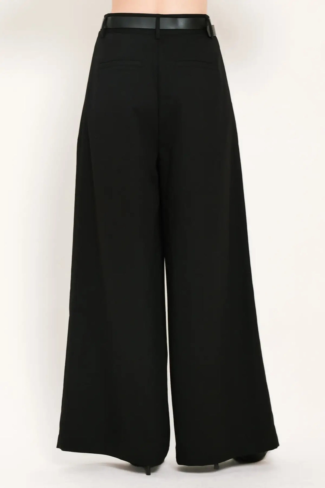 CITY CINCH BLACK/BROWN BELTED WIDE-LEG PANTS