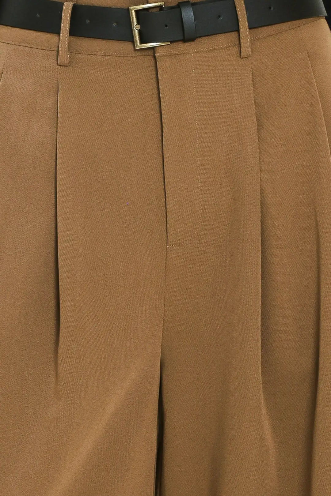 CITY CINCH BLACK/BROWN BELTED WIDE-LEG PANTS