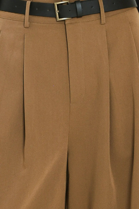 CITY CINCH BLACK/BROWN BELTED WIDE-LEG PANTS