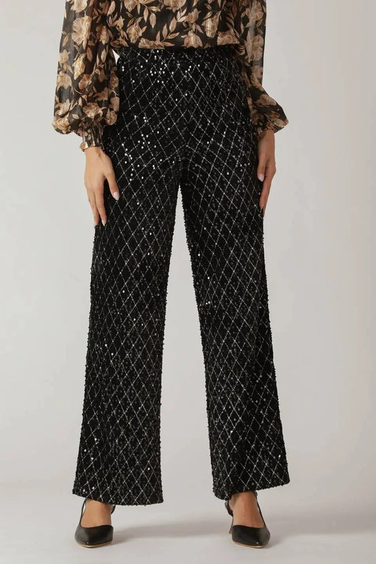 RUNNING OUT OF TIME SEQUIN PANTS - BLACK / S - PANTS