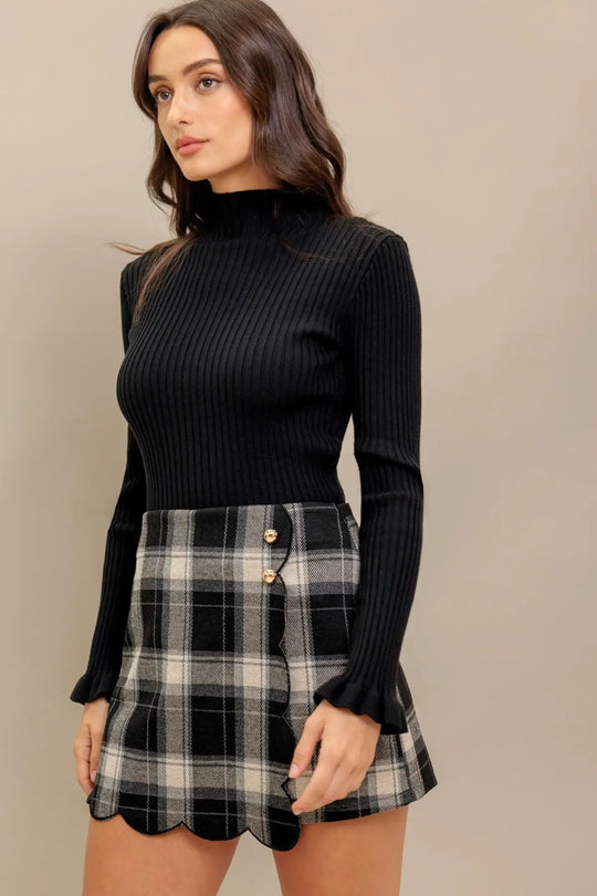 FRENCH BELL WOVEN PLAID SKORT